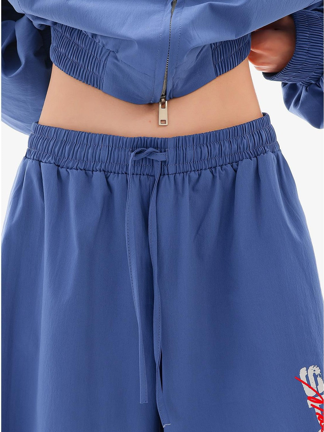 QIUQIU STUDIO Blue American Solid Color Elastic Waist Women&