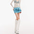 QIUQIU_STUDIO_Blue_Bow_Mid_Waist_Slim_Bodycon_Casual_Women&