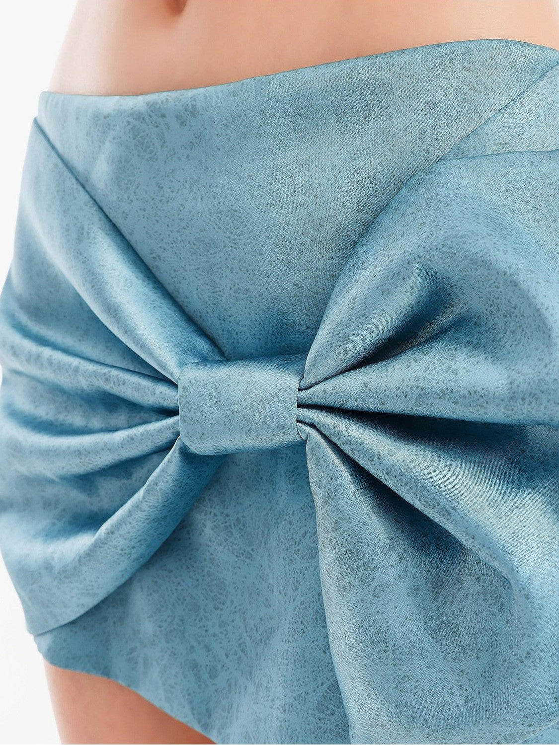 QIUQIU STUDIO Blue Bow Mid Waist Slim Bodycon Casual Women&
