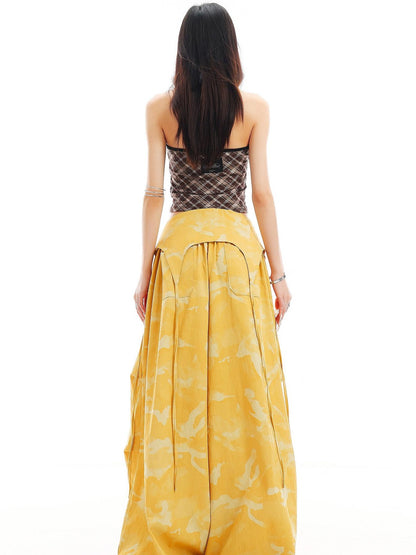 QIUQIU STUDIO Camo Patchwork Cargo Elastic Waist Pockets Women&