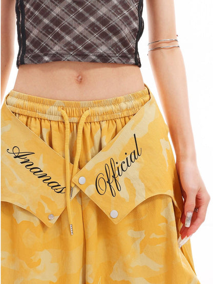 QIUQIU STUDIO Camo Patchwork Cargo Elastic Waist Pockets Women&
