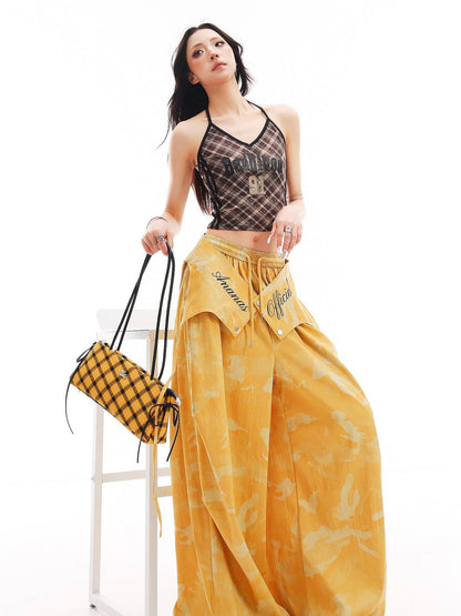QIUQIU STUDIO Camo Patchwork Cargo Elastic Waist Pockets Women&