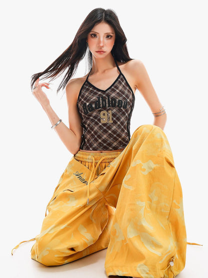 QIUQIU STUDIO Camo Patchwork Cargo Elastic Waist Pockets Women&