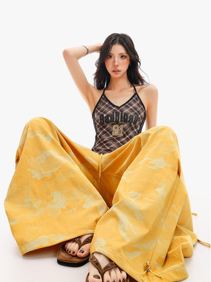 QIUQIU STUDIO Camo Patchwork Cargo Elastic Waist Pockets Women&