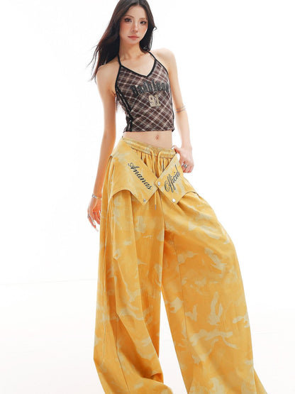 QIUQIU STUDIO Camo Patchwork Cargo Elastic Waist Pockets Women&