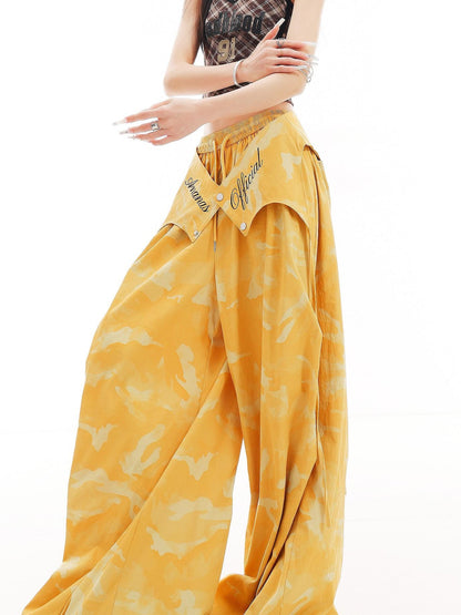 QIUQIU STUDIO Camo Patchwork Cargo Elastic Waist Pockets Women&