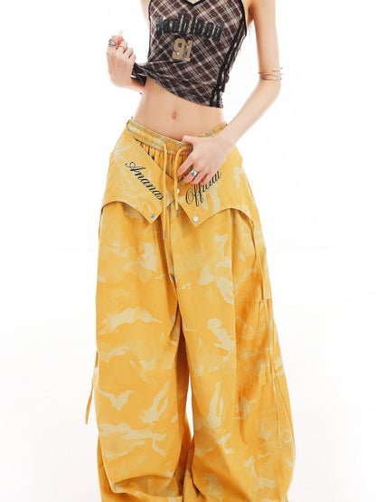 QIUQIU STUDIO Camo Patchwork Cargo Elastic Waist Pockets Women&