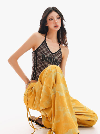 QIUQIU STUDIO Camo Patchwork Cargo Elastic Waist Pockets Women&