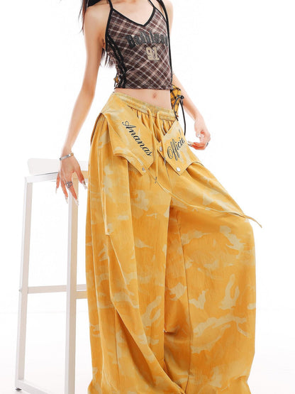 QIUQIU STUDIO Camo Patchwork Cargo Elastic Waist Pockets Women&