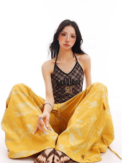 QIUQIU STUDIO Camo Patchwork Cargo Elastic Waist Pockets Women&