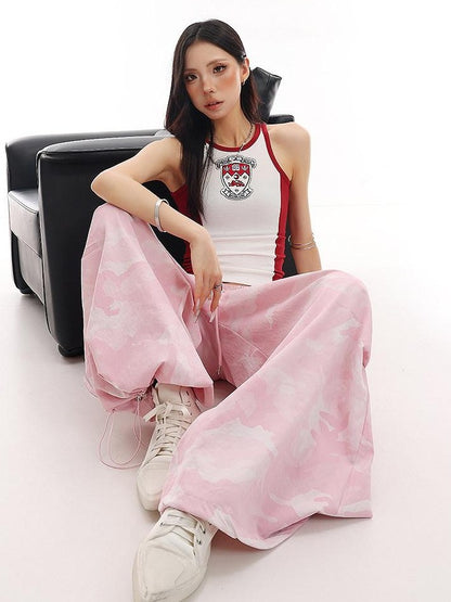 QIUQIU STUDIO Camo Patchwork Cargo Elastic Waist Pockets Women&