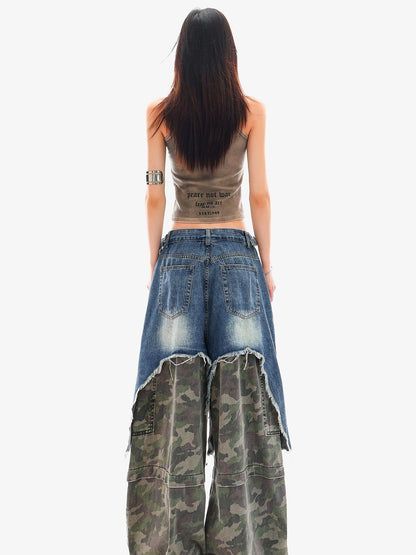 QIUQIU STUDIO Camo Ripped Patchwork Faux Two Piece Tall Women&