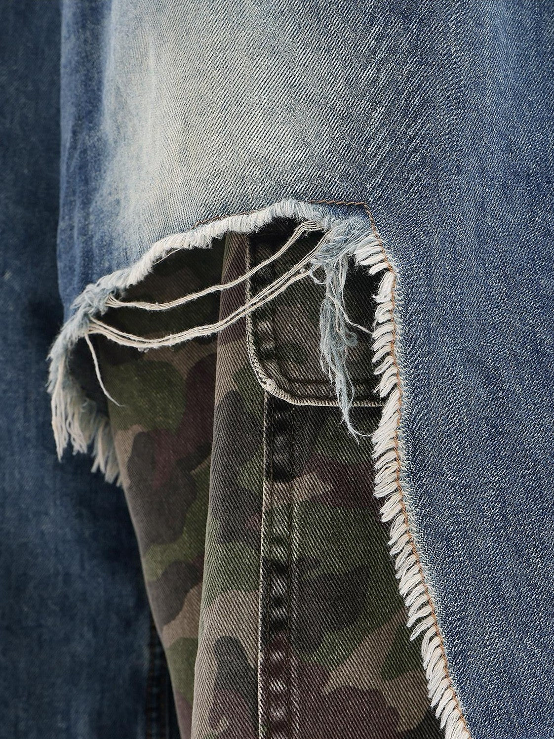 QIUQIU STUDIO Camo Ripped Patchwork Faux Two Piece Tall Women&