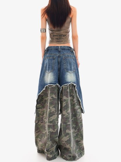 QIUQIU STUDIO Camo Ripped Patchwork Faux Two Piece Tall Women&