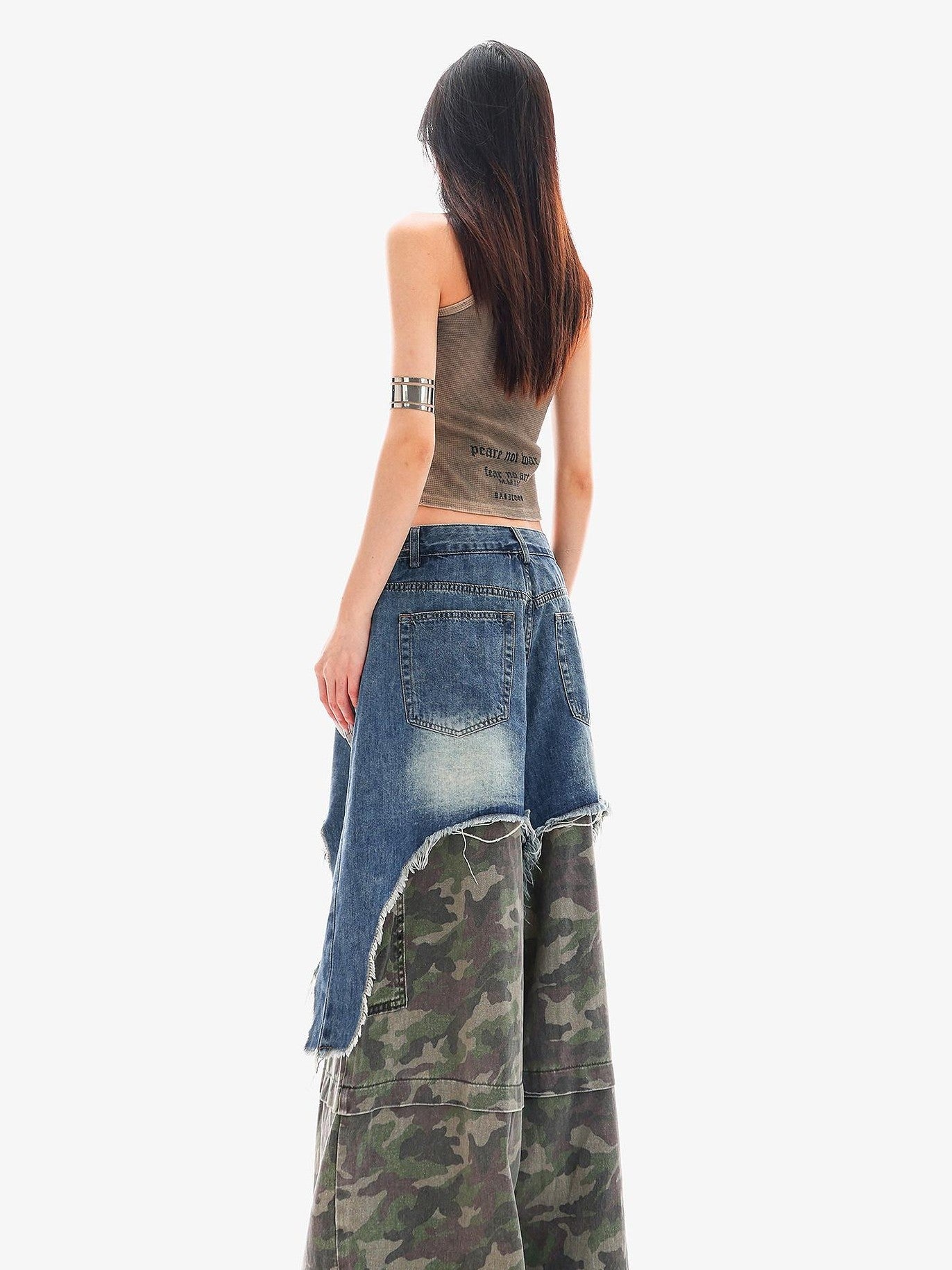 QIUQIU STUDIO Camo Ripped Patchwork Faux Two Piece Tall Women&