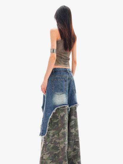 QIUQIU STUDIO Camo Ripped Patchwork Faux Two Piece Tall Women&