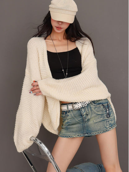 QIUQIU STUDIO Chunky Knit Hollow Out Long Sleeve Women&