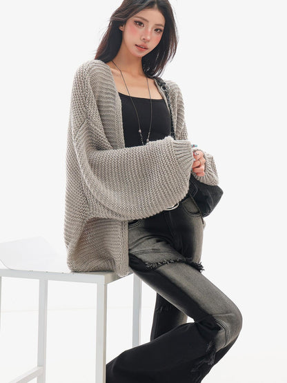 QIUQIU STUDIO Chunky Knit Hollow Out Long Sleeve Women&