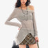QIUQIU_STUDIO_Color_Block_Asymmetric_One_Shoulder_Mesh_Long_Sleeve_Women&