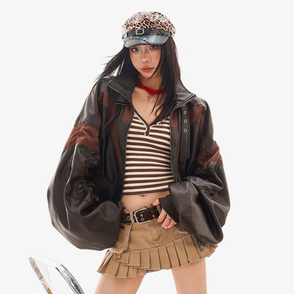 QIUQIU_STUDIO_Color_Block_Loose_Fit_Zipper_Women&