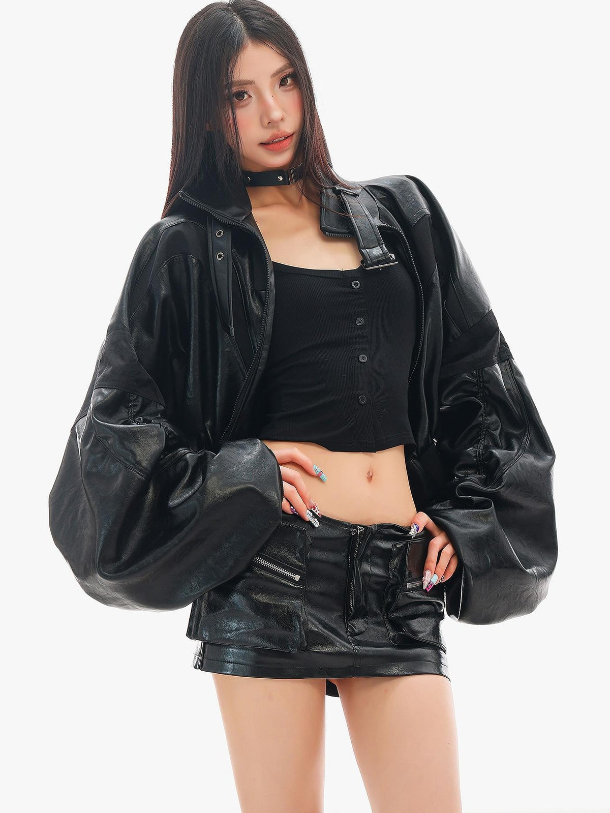 QIUQIU STUDIO Color Block Loose Fit Zipper Women&