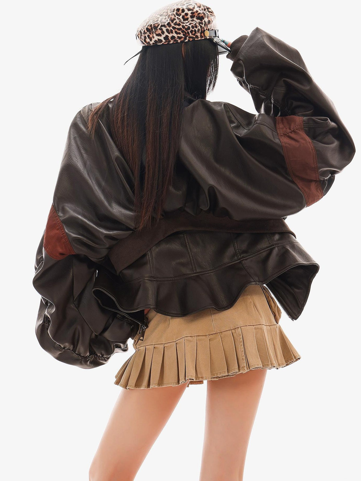 QIUQIU STUDIO Color Block Loose Fit Zipper Women&
