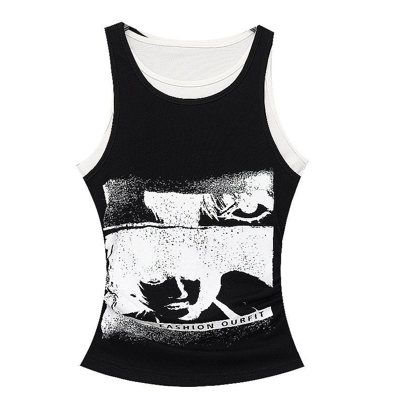 QIUQIU_STUDIO_Colorblock_Creative_Print_Faux_Layered_Women&