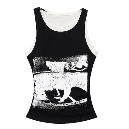 QIUQIU_STUDIO_Colorblock_Creative_Print_Faux_Layered_Women&