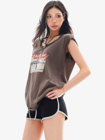 QIUQIU STUDIO Colorblock Drawstring Elastic Waist Straight Cut Women&