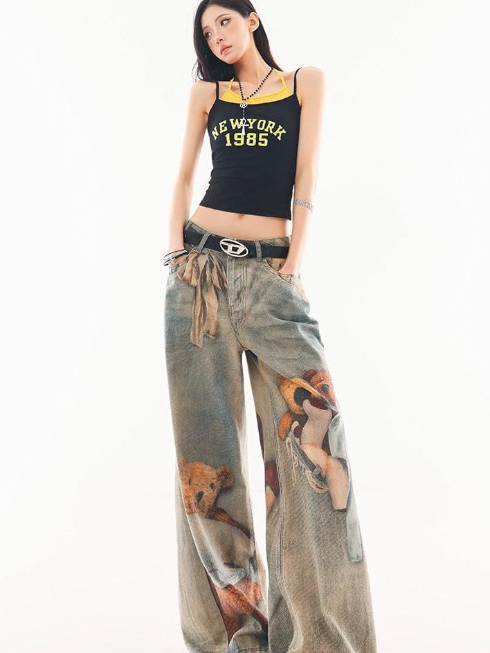 QIUQIU STUDIO Colorblock Faux Layered Letter Print Slim Waist Women&