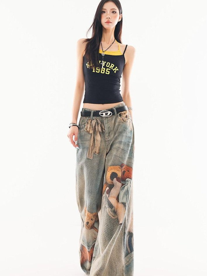 QIUQIU STUDIO Colorblock Faux Layered Letter Print Slim Waist Women&