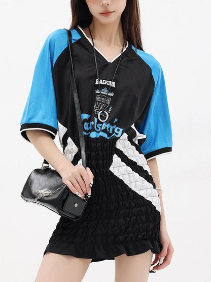 QIUQIU STUDIO Colorblock V-neck Raglan Women&