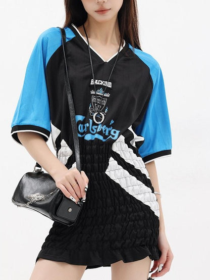 QIUQIU STUDIO Colorblock V-neck Raglan Women&