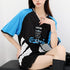 QIUQIU_STUDIO_Colorblock_V-neck_Retro_Jersey_Short_Sleeve_Women&