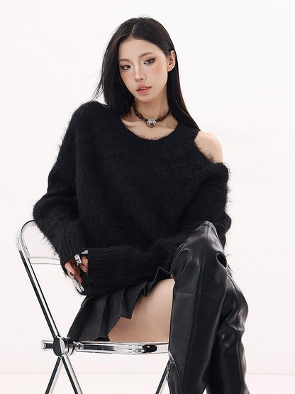 QIUQIU STUDIO Cozy Slouchy Long Sleeve Exposed Back Women&