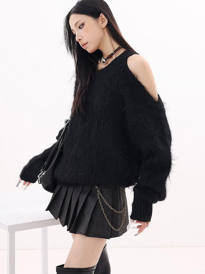 QIUQIU STUDIO Cozy Slouchy Long Sleeve Exposed Back Women&