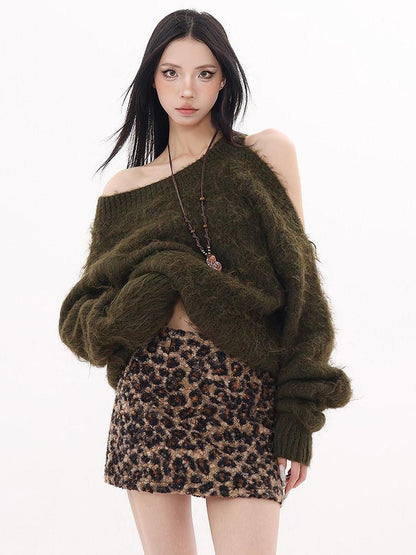 QIUQIU STUDIO Cozy Slouchy Long Sleeve Exposed Back Women&