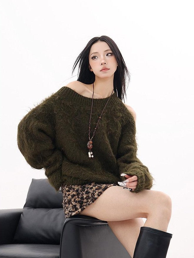 QIUQIU STUDIO Cozy Slouchy Long Sleeve Exposed Back Women&