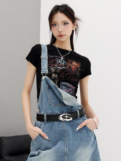 QIUQIU STUDIO Creative Letter And Figure Print Slim Fit Women&