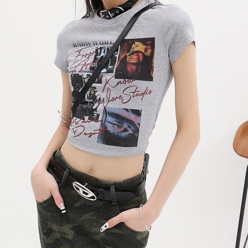 QIUQIU_STUDIO_Creative_Print_Slim_Fit_Cropped_Women&