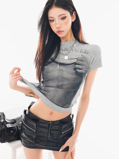 QIUQIU STUDIO Cropped American Lettered Print Crewneck Women&