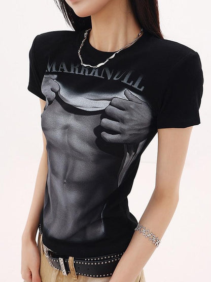 QIUQIU STUDIO Cropped American Lettered Print Crewneck Women&