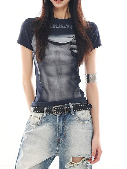 QIUQIU STUDIO Cropped American Lettered Print Crewneck Women&
