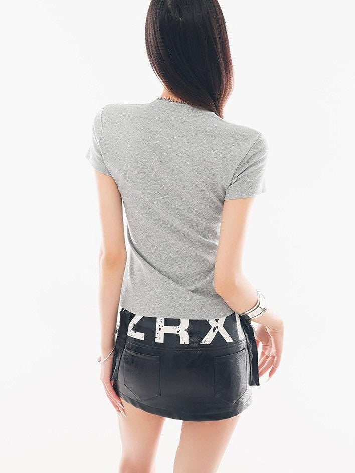 QIUQIU STUDIO Cropped American Lettered Print Crewneck Women&