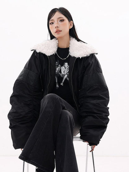 QIUQIU STUDIO Cropped American Utility Fur Collar Women&