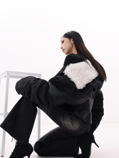 QIUQIU STUDIO Cropped American Utility Fur Collar Women&