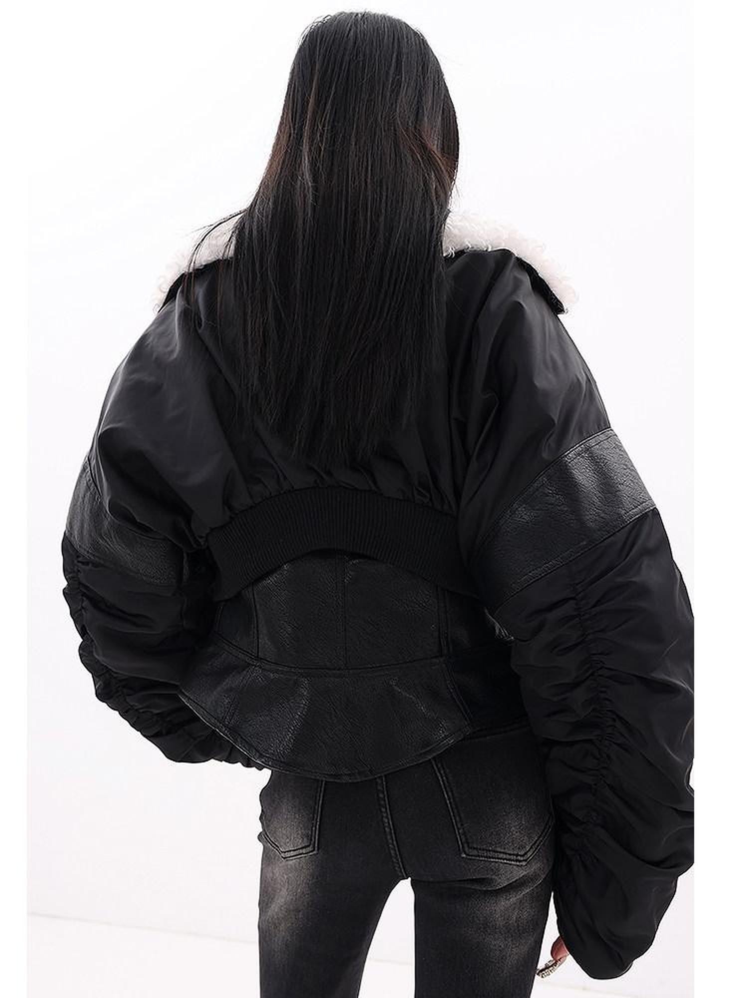 QIUQIU STUDIO Cropped American Utility Fur Collar Women&