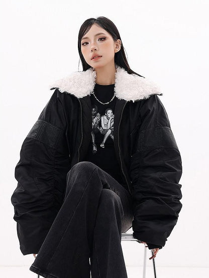 QIUQIU STUDIO Cropped American Utility Fur Collar Women&