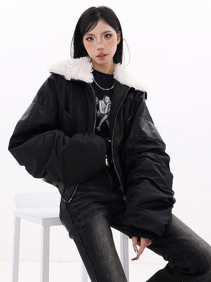 QIUQIU STUDIO Cropped American Utility Fur Collar Women&
