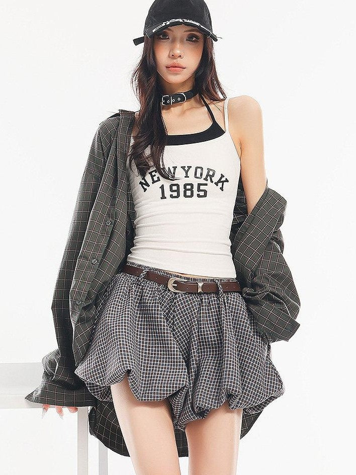 QIUQIU STUDIO Cropped Letter Print Padded Slim Fit Casual Women&